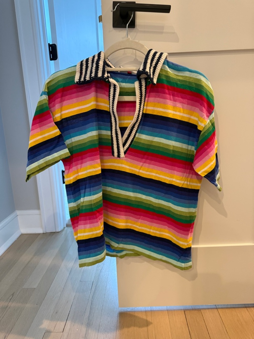 Happy Sheep Rainbow Knit Blouse Colorful Striped Top